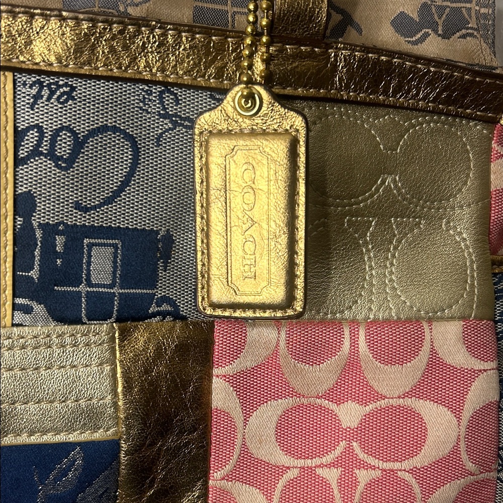 Coach Multicolor Patchwork Shoulder Bag With Gold… - image 3